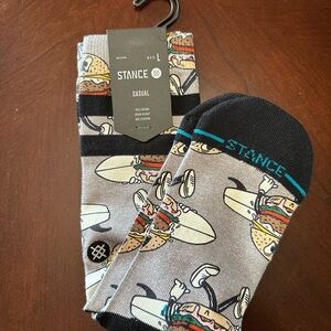 Stance Black and Gray Burger Design Socks